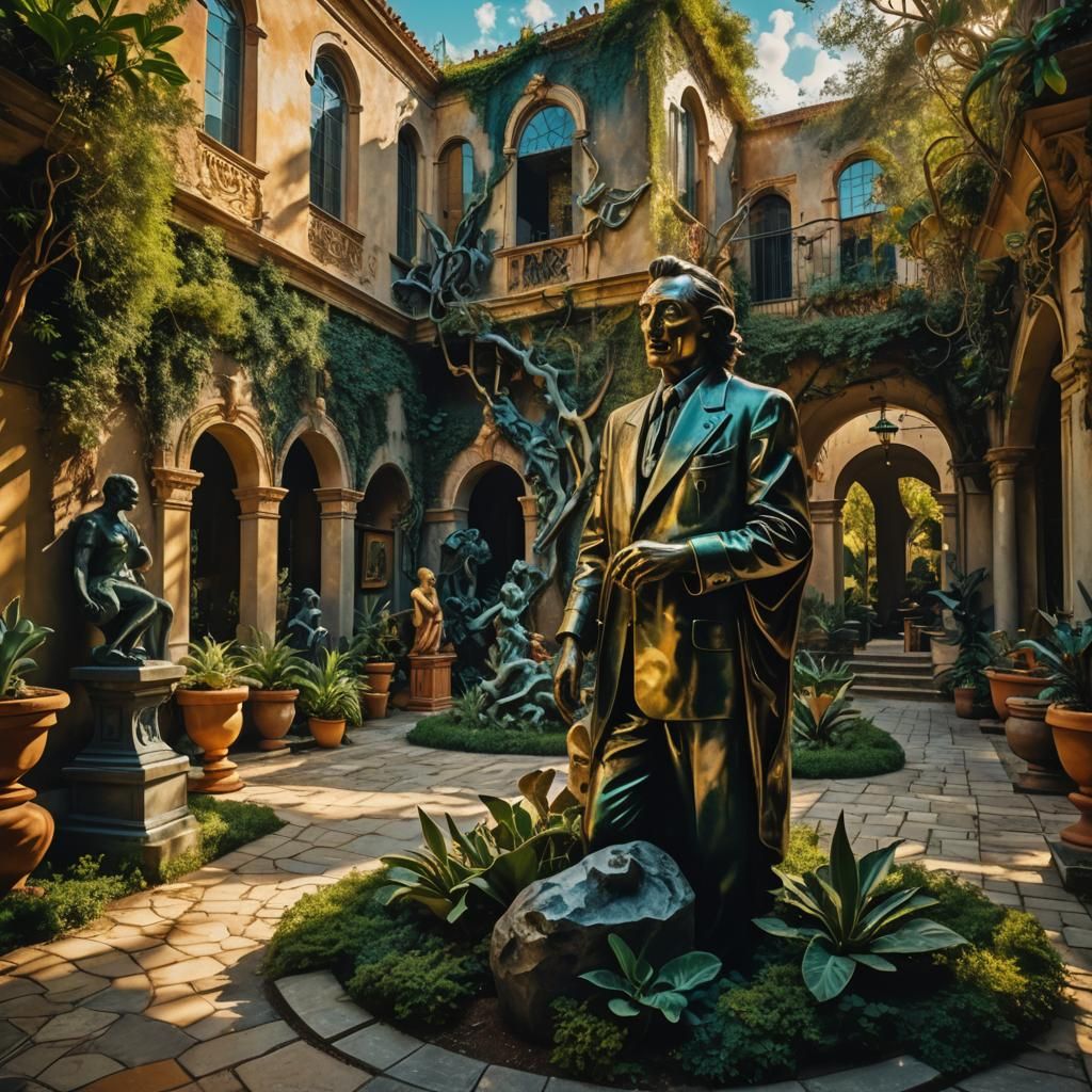 Surreal Sculpture Garden in Vivid Triadic Colors