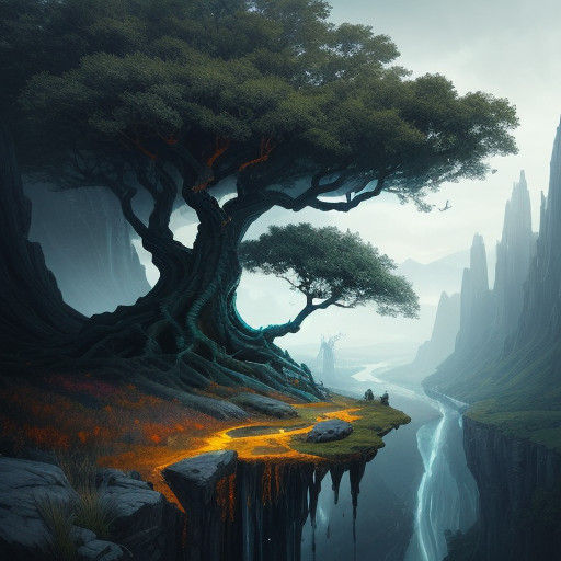 Mysterious Valley Landscape in Hyperrealistic Style
