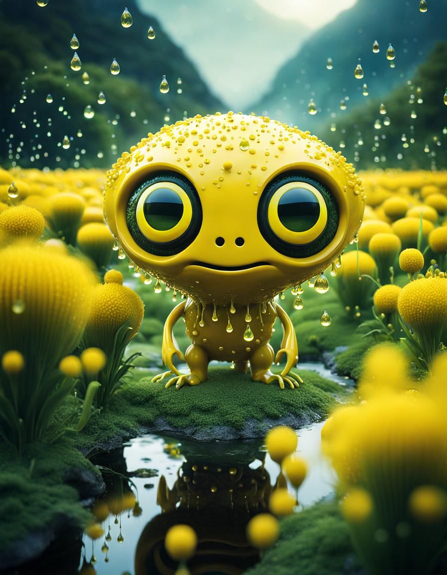 Mustard Alien Creatures in Detailed Landscape