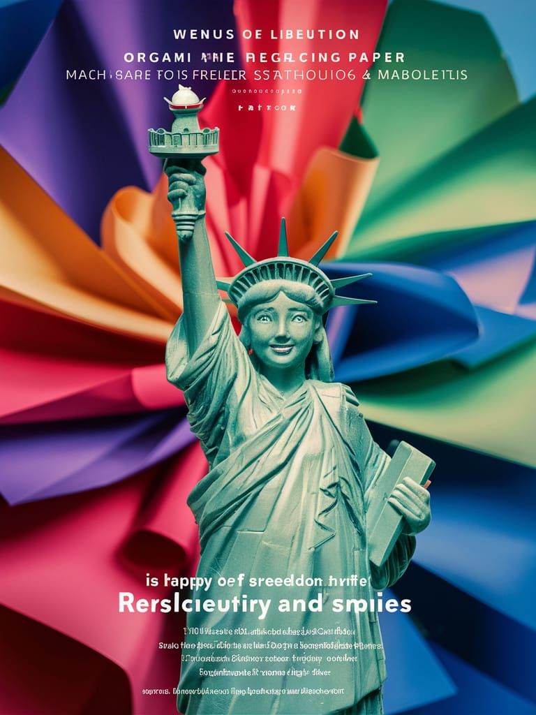 Smiling Statue of Liberty Origami Papercraft