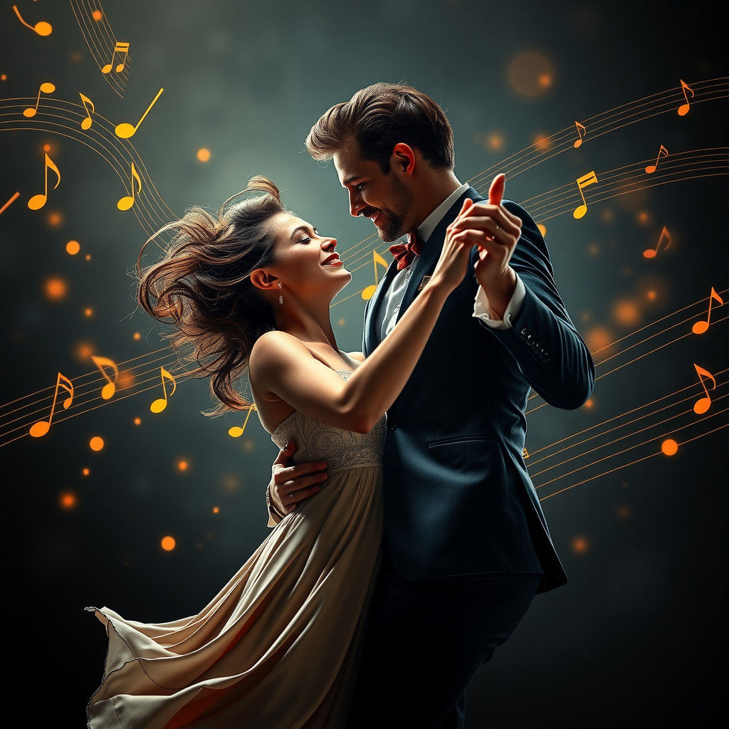 A beautiful man and woman dancing