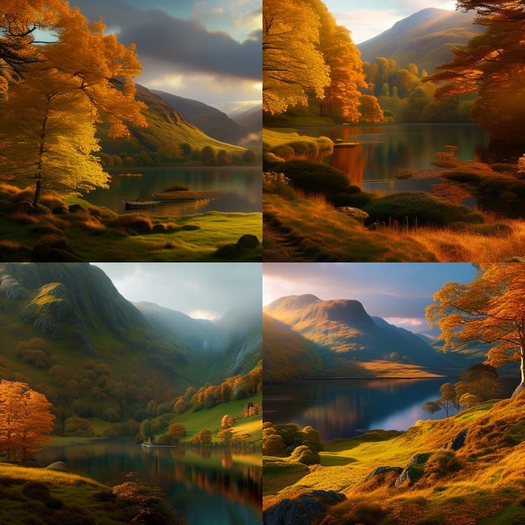 Autumn Cottage in Lake District: Thomas Kinkade Style