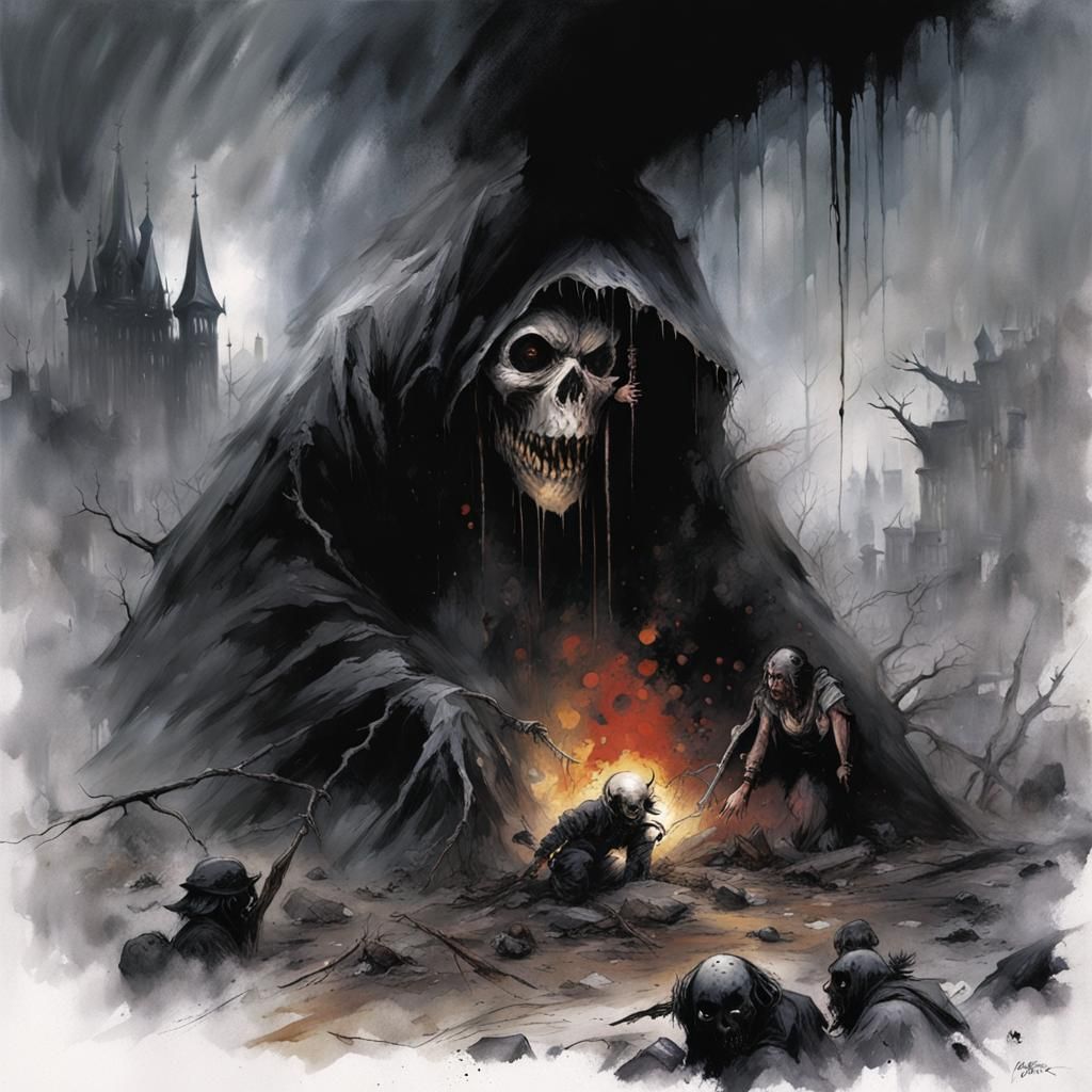 Grimdark Fantasy Illustration in Graphic Novel Style