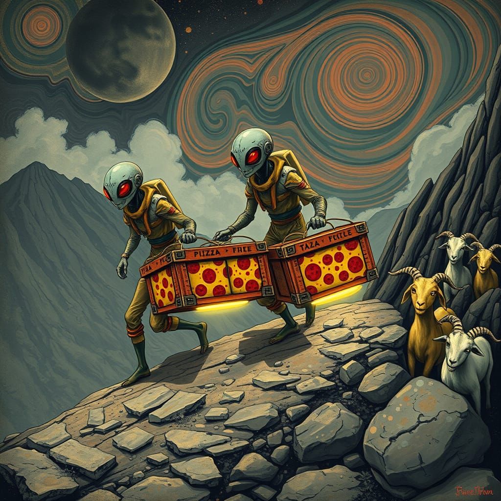 Alien Smugglers Struggle with Pizza Tech on Mount Vesuvio