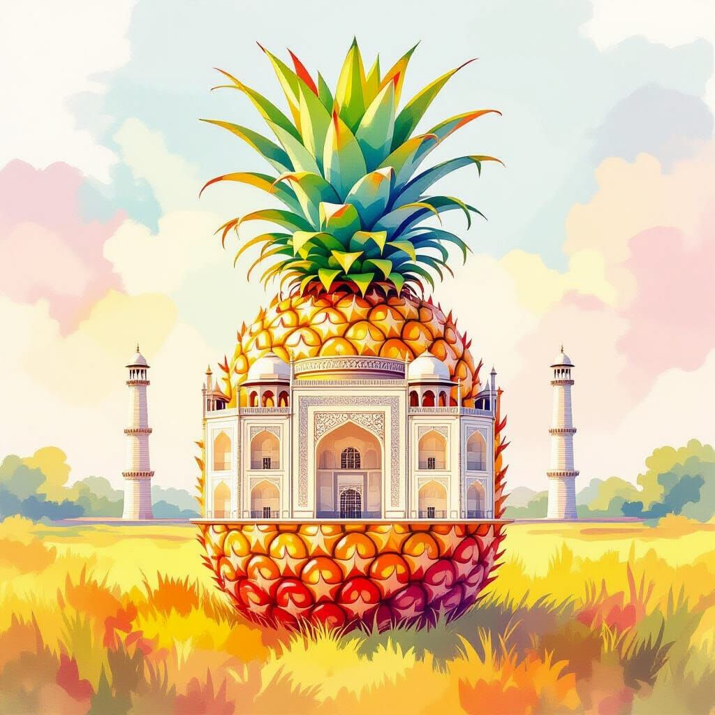 Pineapple Taj Mahal in Watercolor