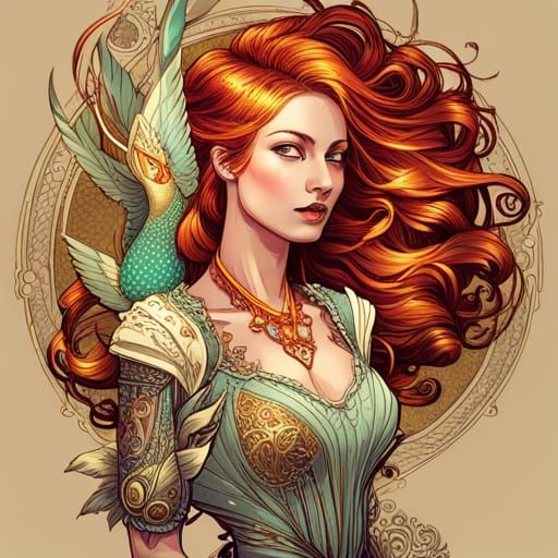 Steampunk Swan Queen in Digital Painting Style