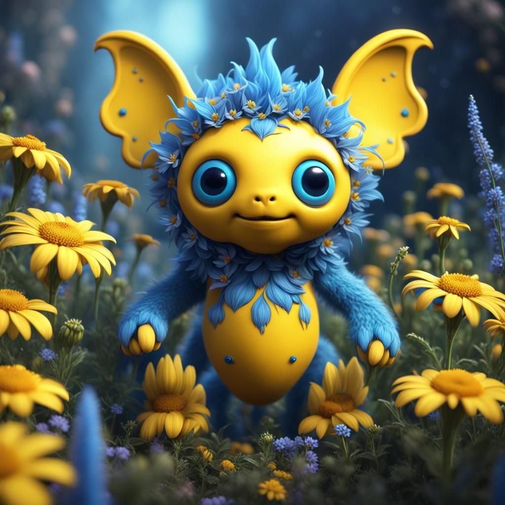 Cute Creature in Flowers: Fantasy Concept Art