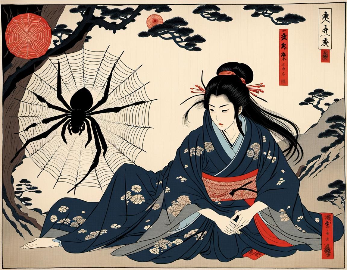 traditional ukiyo-e: Jorogumo: The Spider Woman