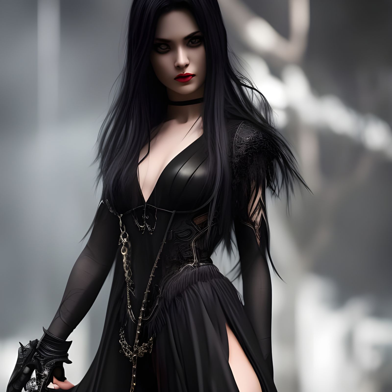 Beautiful Goth Girl Portrait in Cinematic Style