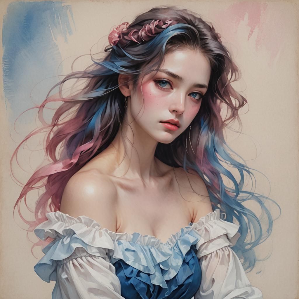 Expressive Portrait of a Young Woman in Digital Art