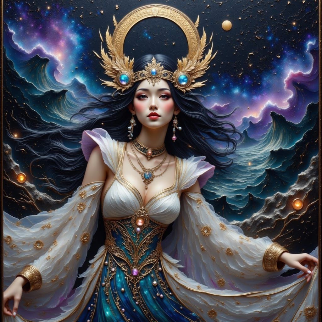 Hecate Goddess of Reincarnation at Crossroads, Oil Painting