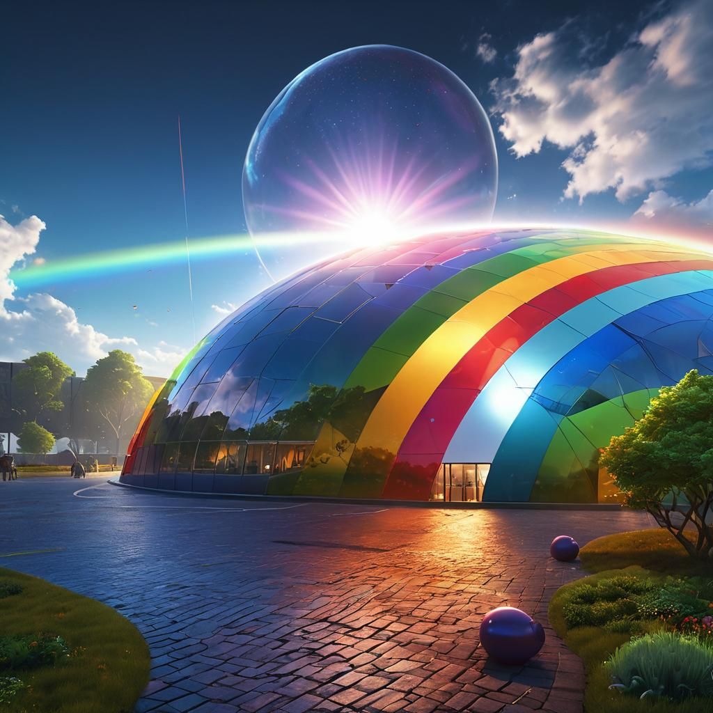 Enchanted Rainbow Dome Stadium in a Whimsical World