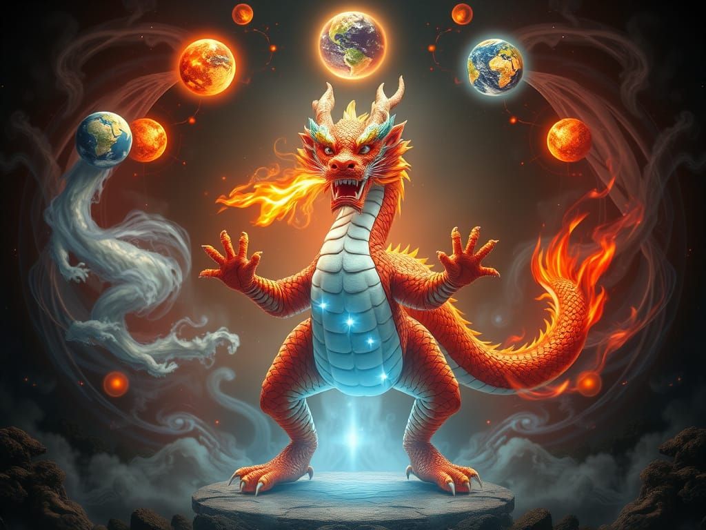 Powerful Chinese Dragon in Energetic Nature Scene
