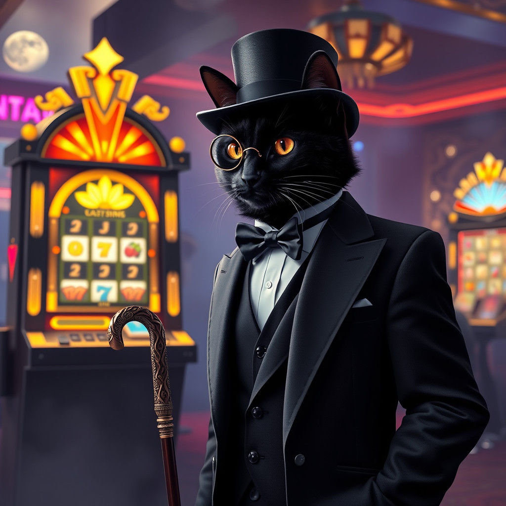 Suave Tuxedo Cat in Art Deco Casino