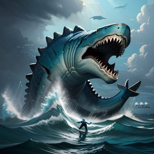 Epic Ocean Battle: Swimmer vs. Mosasaurs