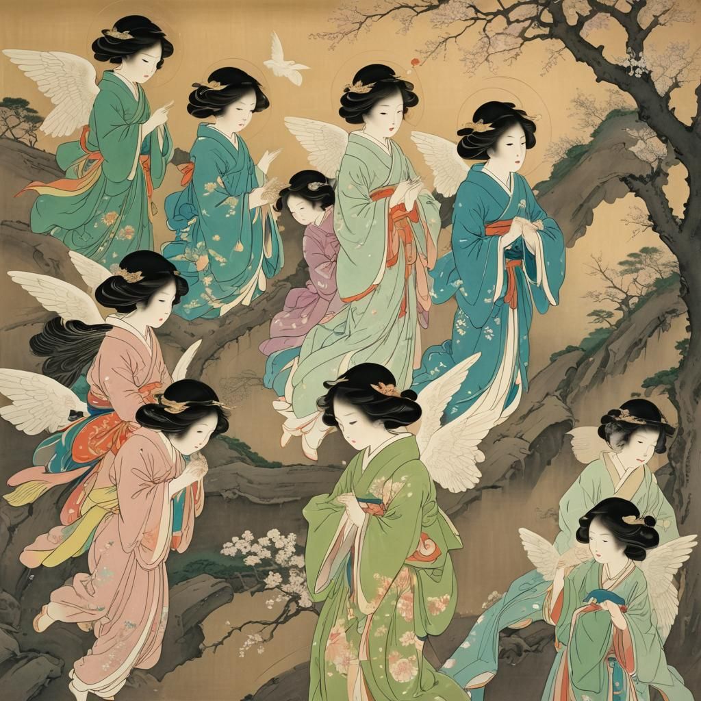 Angelic Ascent to Another Realm in Impressionistic Style