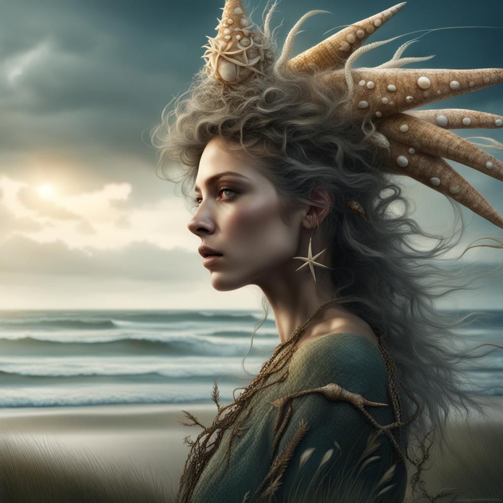 Ocean Witch Portrait in Digital Matte Painting Style