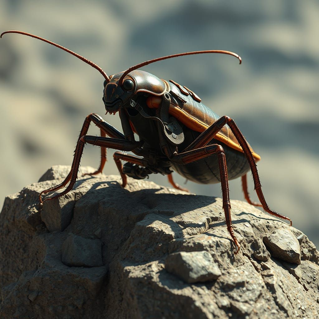 Hyper-Realistic Futuristic Cockroach Explorer