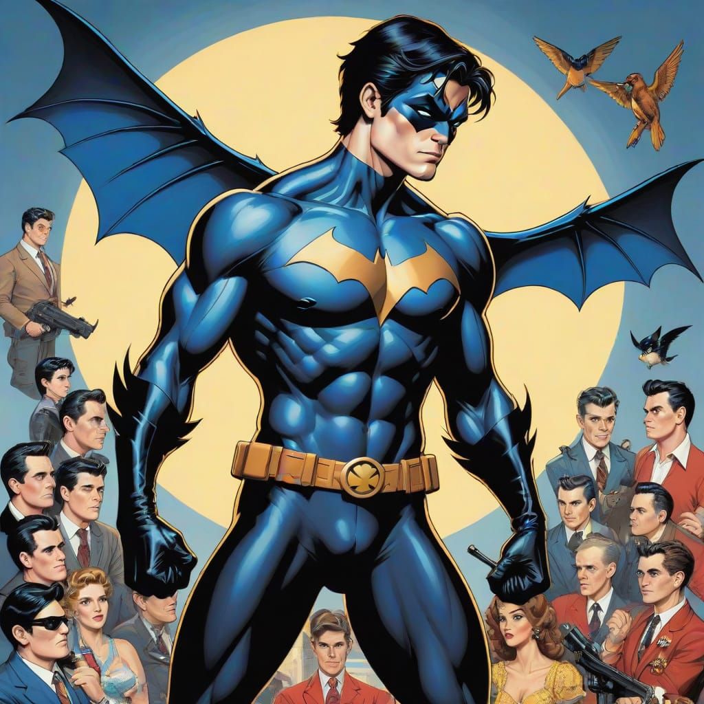 Nightwing in Ed Hardy Style by Norman Rockwell
