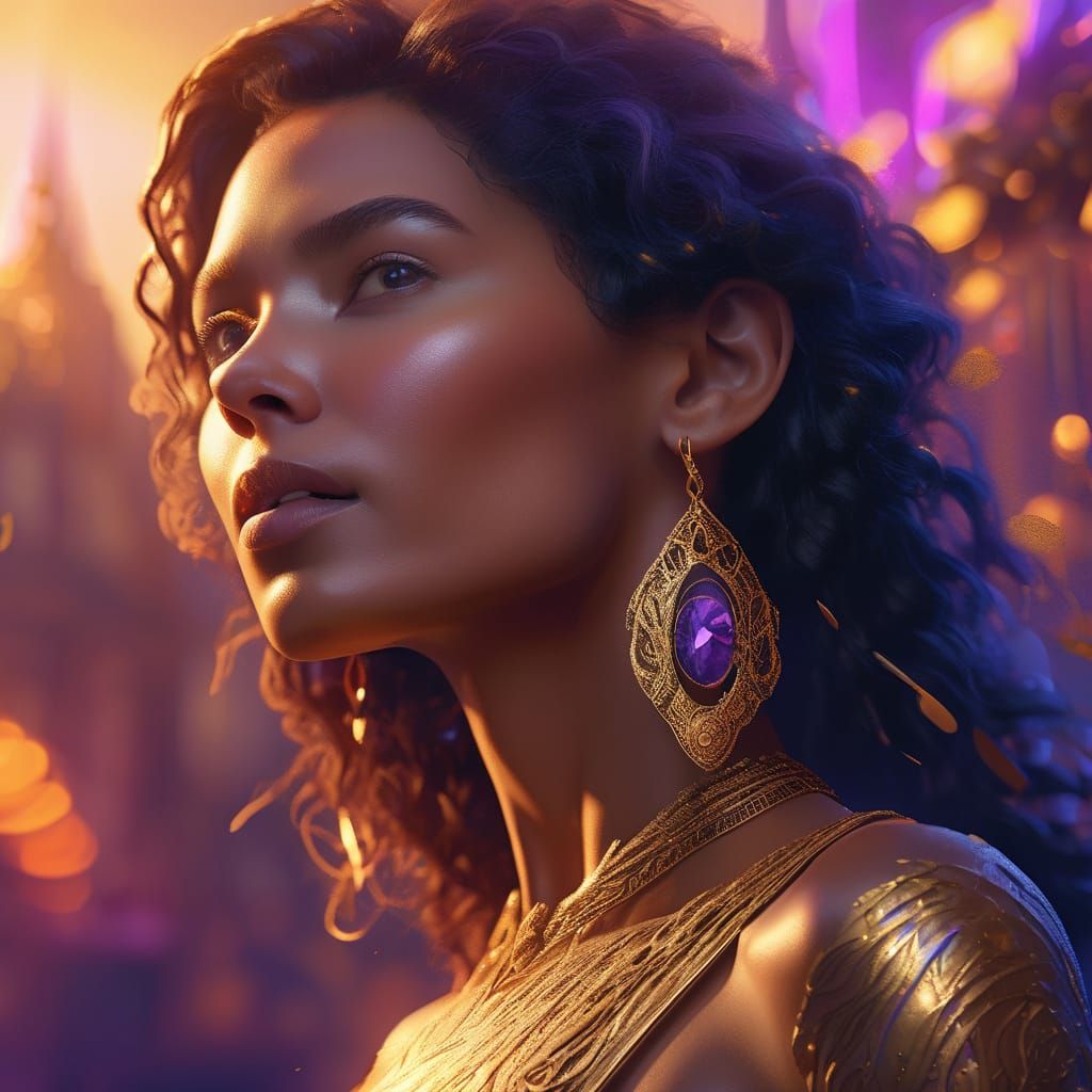 Fantasy Woman Portrait in Vibrant Colors