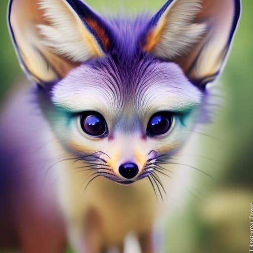 Cute Furry Magical Teal Fox in Fantasy Art
