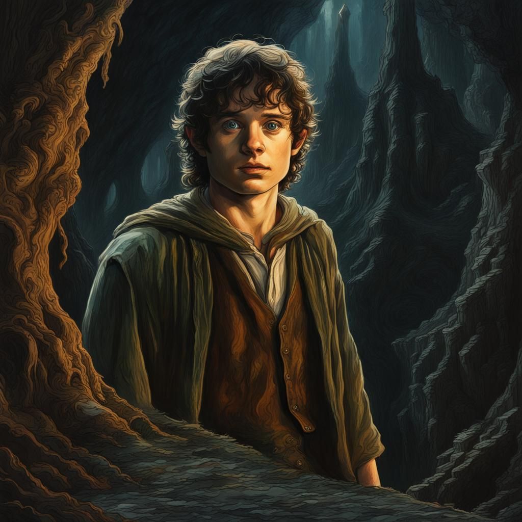 Frodo in Dark Fantasy Oil Painting Style