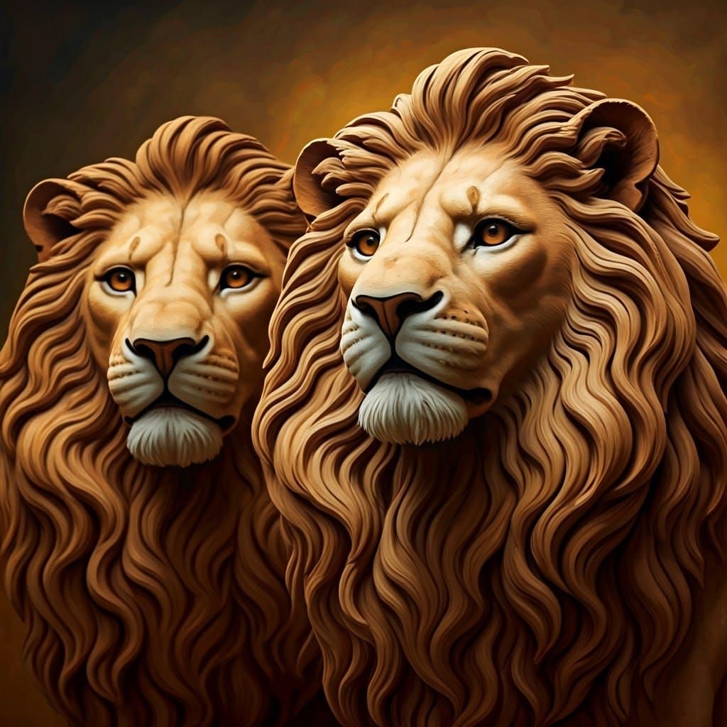 Lions in Terracotta Sculpture