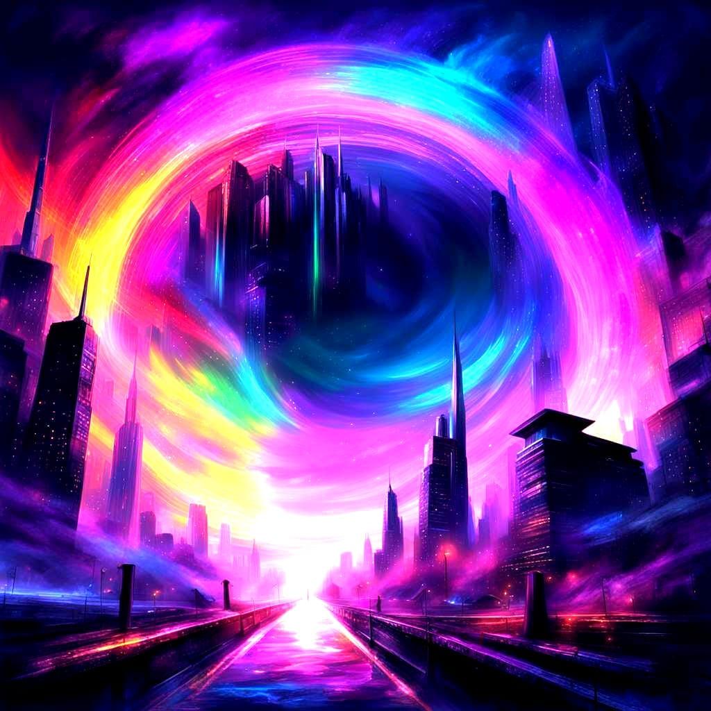 Rainbow Black Hole Powers Eternal City