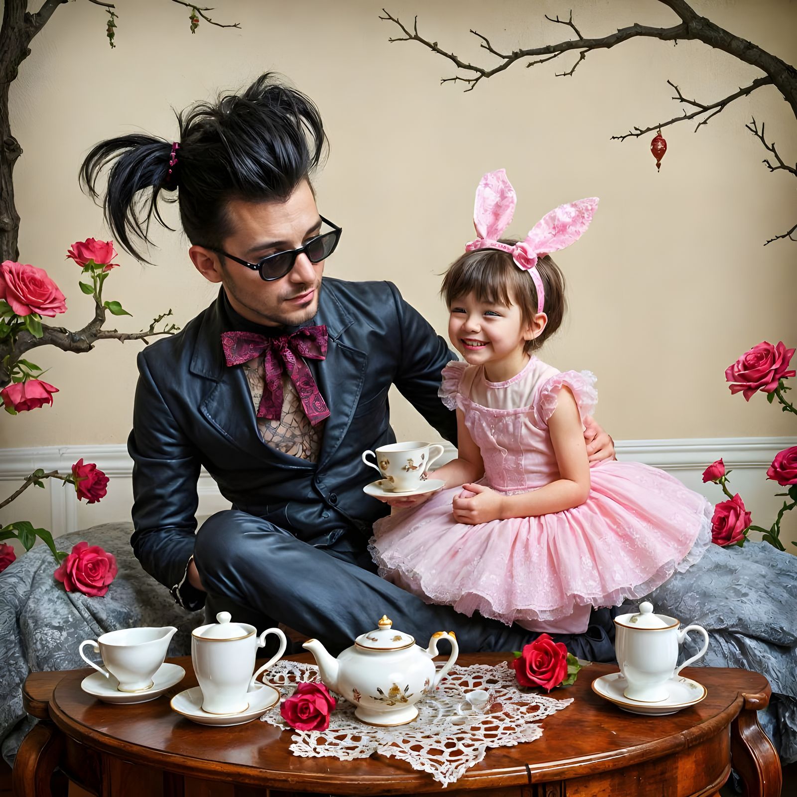 Gothic Punk Dad's Tea Party with Daughter