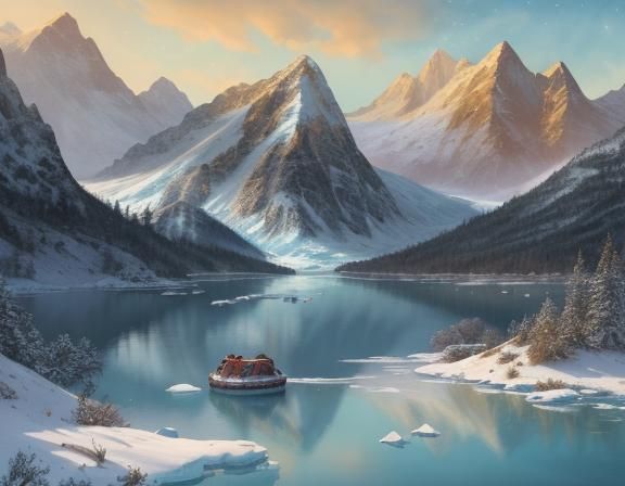 Vintage Family Ice Skating Postcard in Watercolor Style