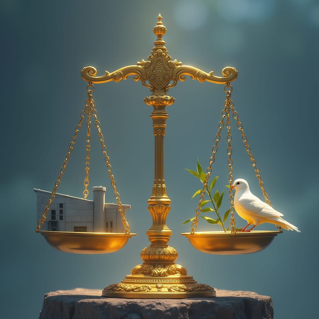 Surreal Golden Justice Scale in Digital Art