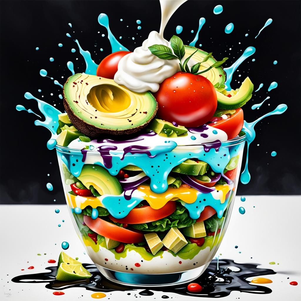 Colorful Mexican Cuisine Taco in Splash Art Style