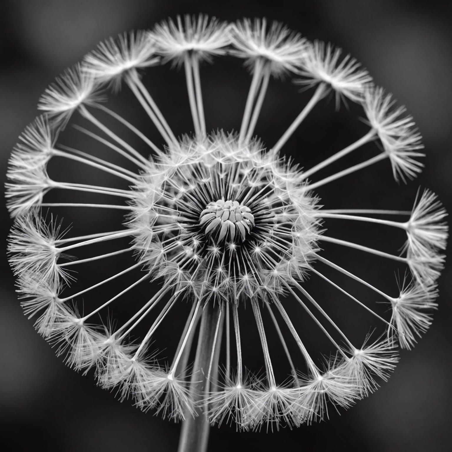 Dandelion Seedhead in Black and White Macro