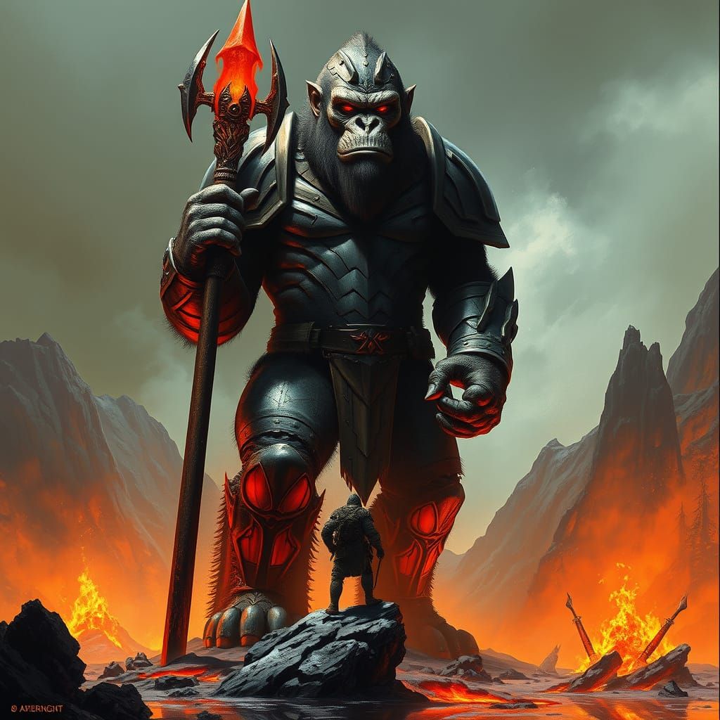 Colossal Armored Ape in Burned Mountains