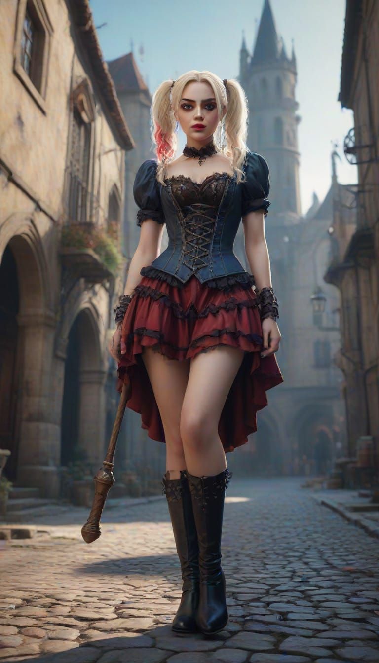 Harley Quinn in Medieval Elegance