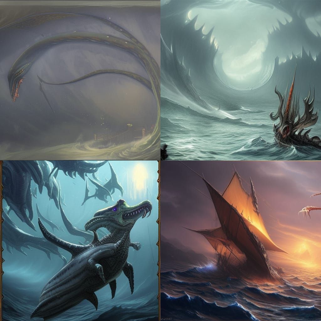 Majestic Leviathan in Dark Fantasy Style