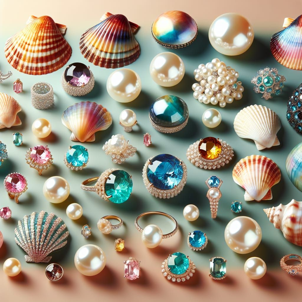 Seashell Jewelry with Pearls and Gemstones