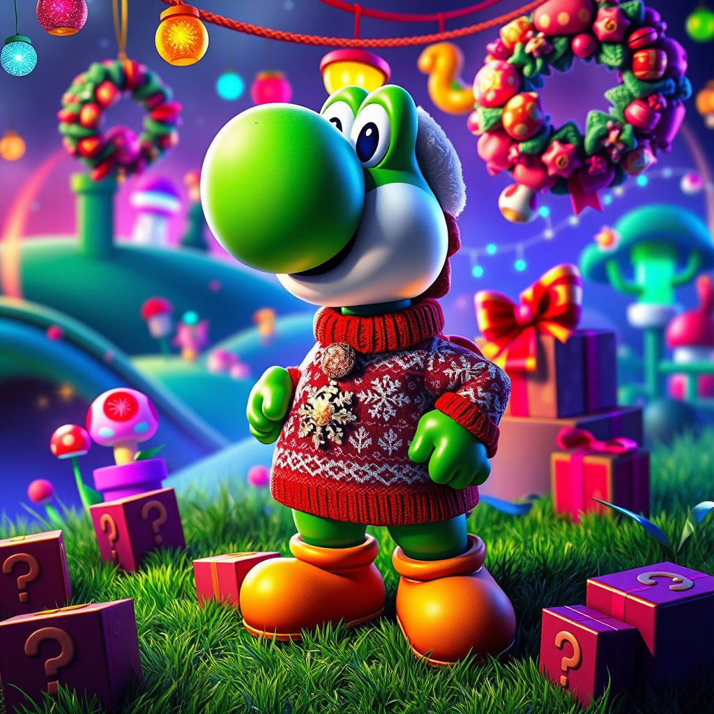 Yoshi's Christmas Sweater in Super Mario World