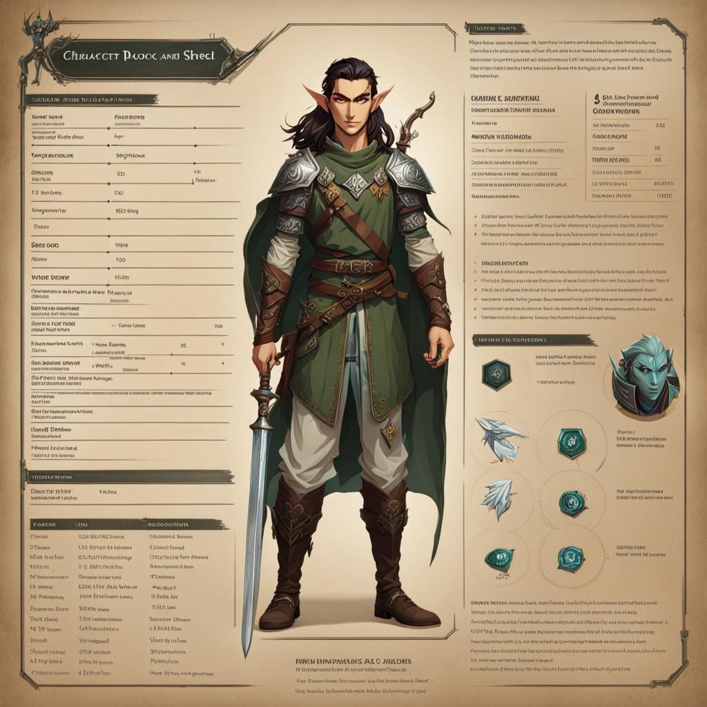 Elf Druid Character Sheet from Dungeons and Dragons
