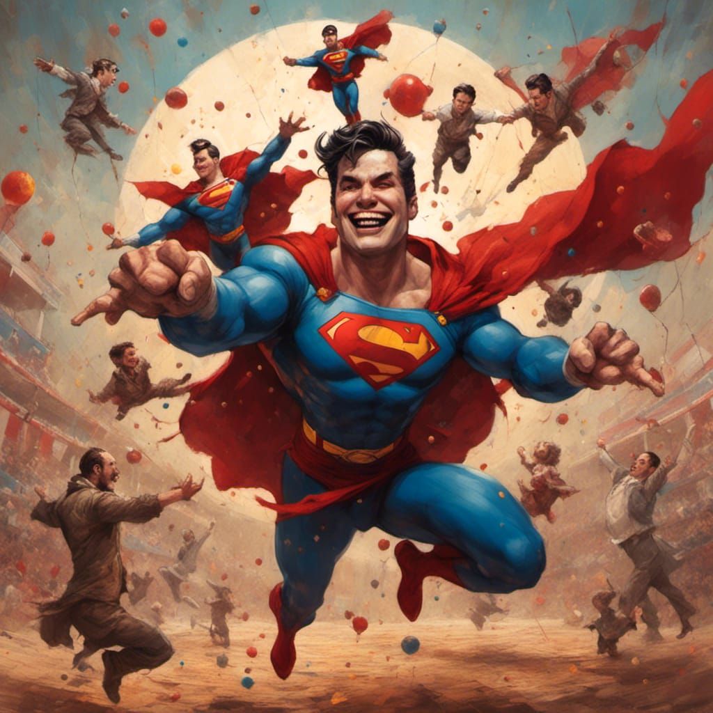 Superman as Circus Juggler Comic Book Art