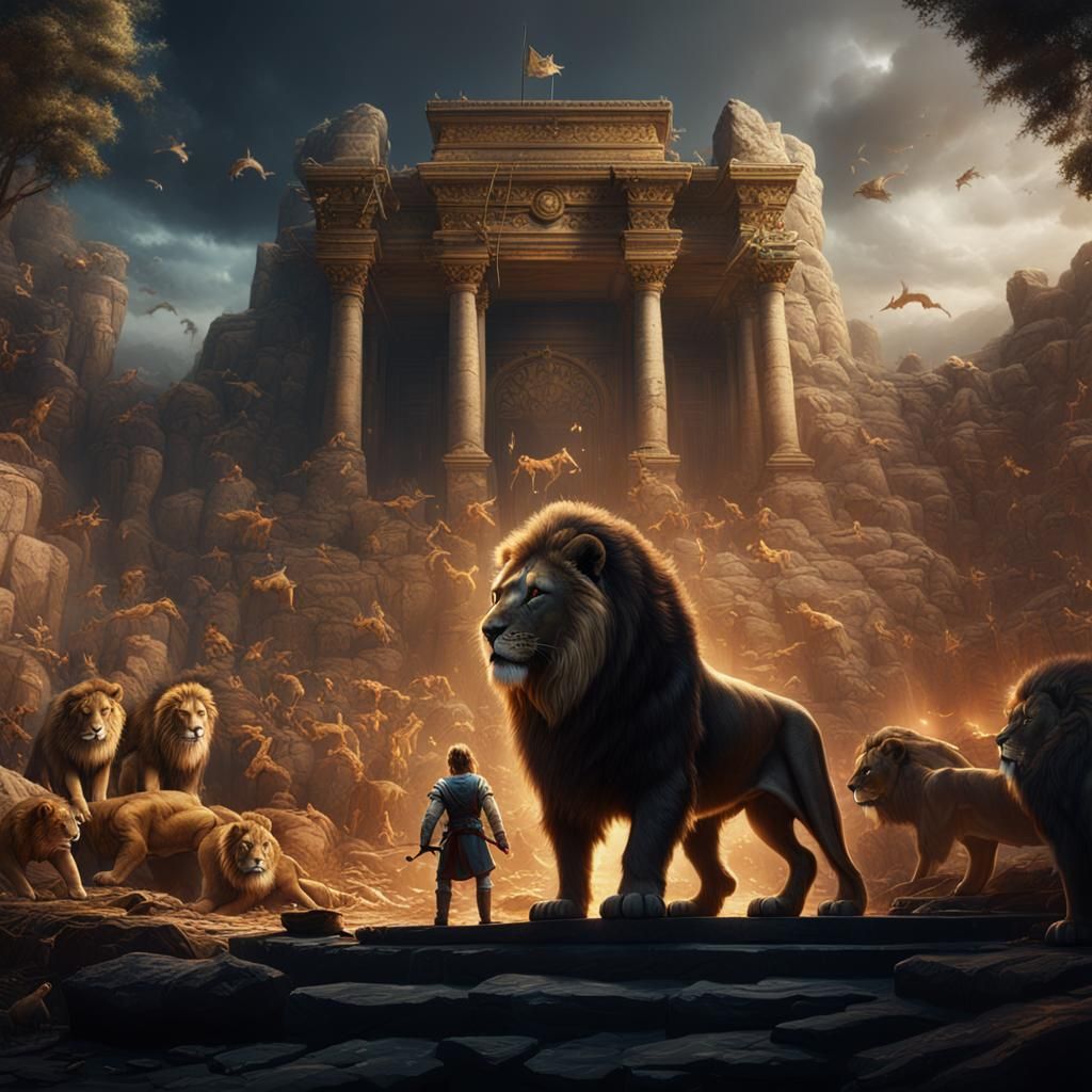 Daniel in the Lions' Den: Powerful Matte Painting
