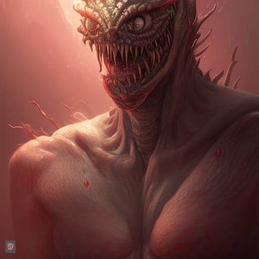 Detailed Demonic Monster Portrait in Artgerm Style