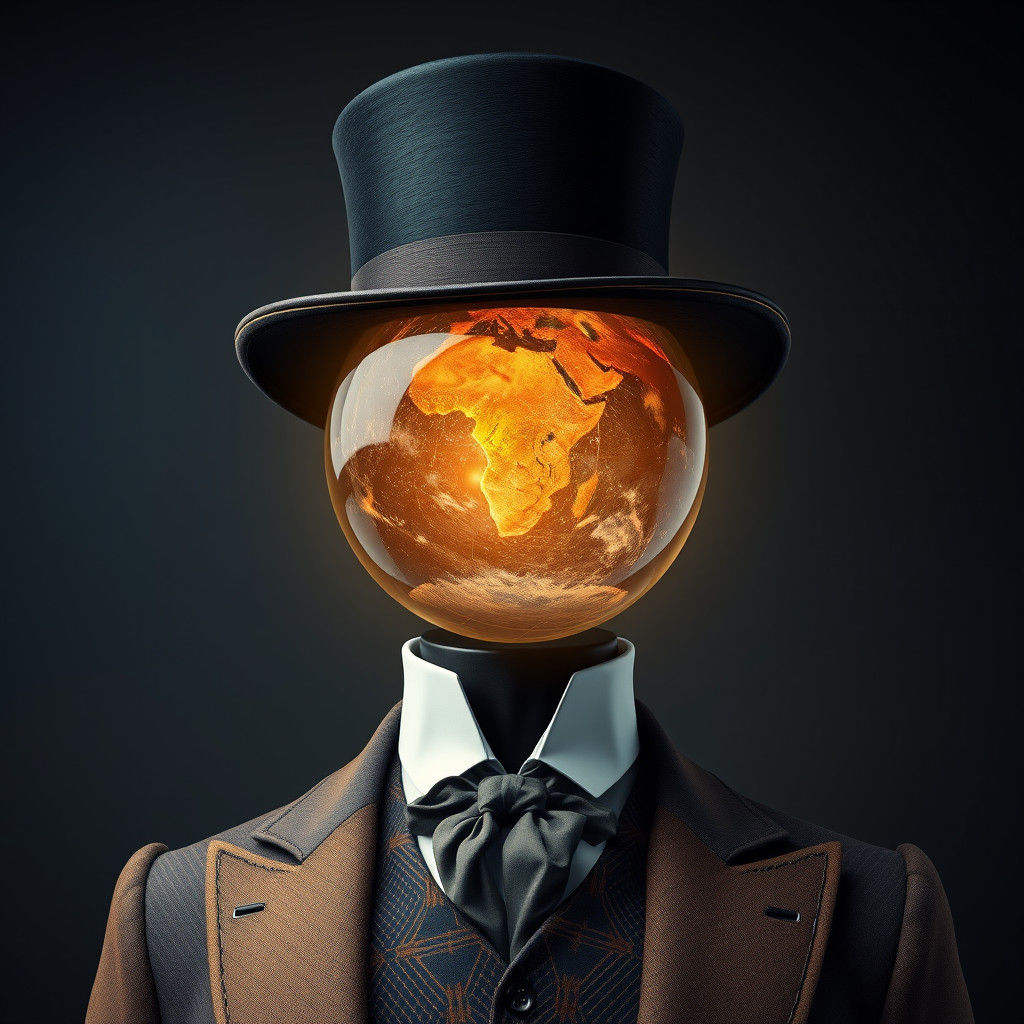 World Orb Top Hat in Atmospheric Digital Art