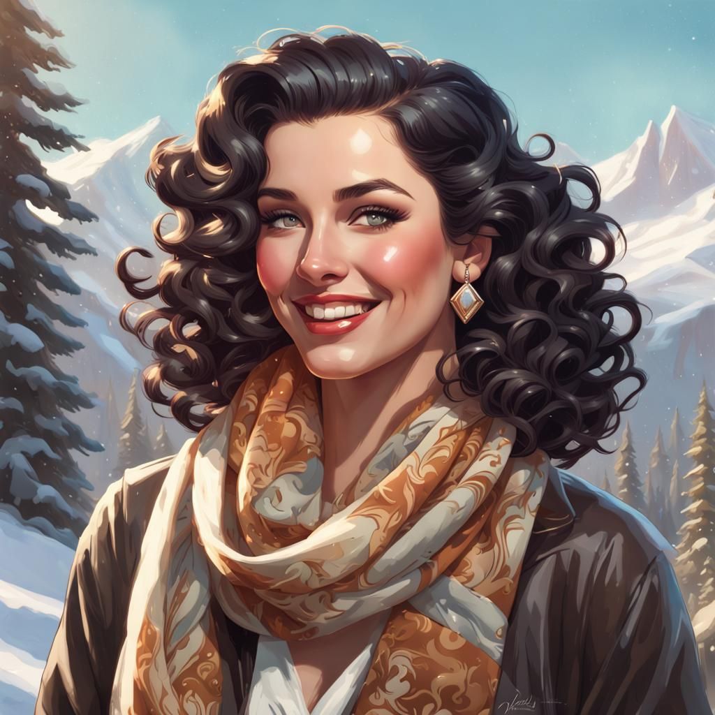 1950s Pin-Up Girl with Art Deco Flair