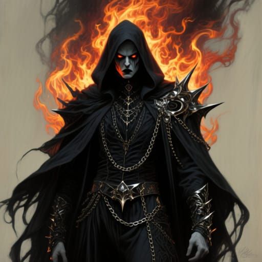 Gothic Avant-Garde Figure in Fiery Rebellion