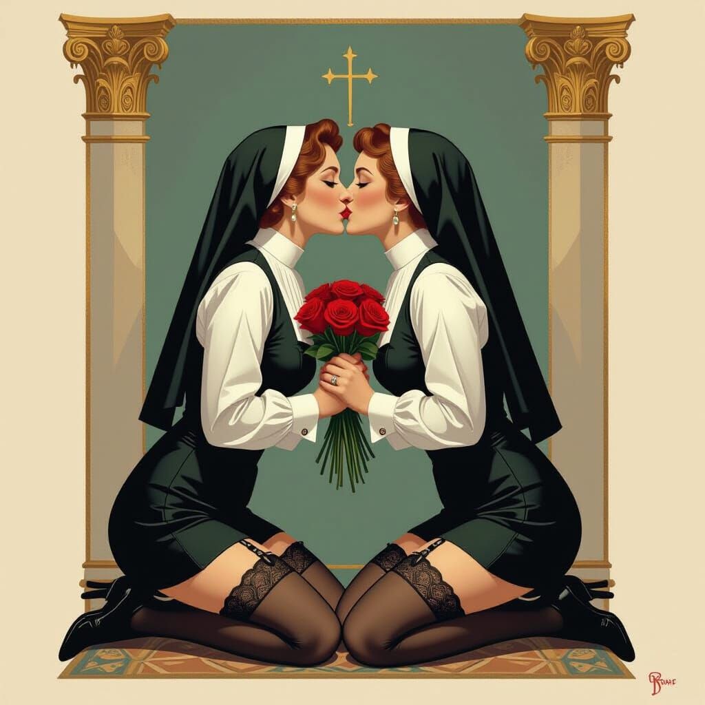 Two Priestesses Kissing: An Intimate Masterpiece