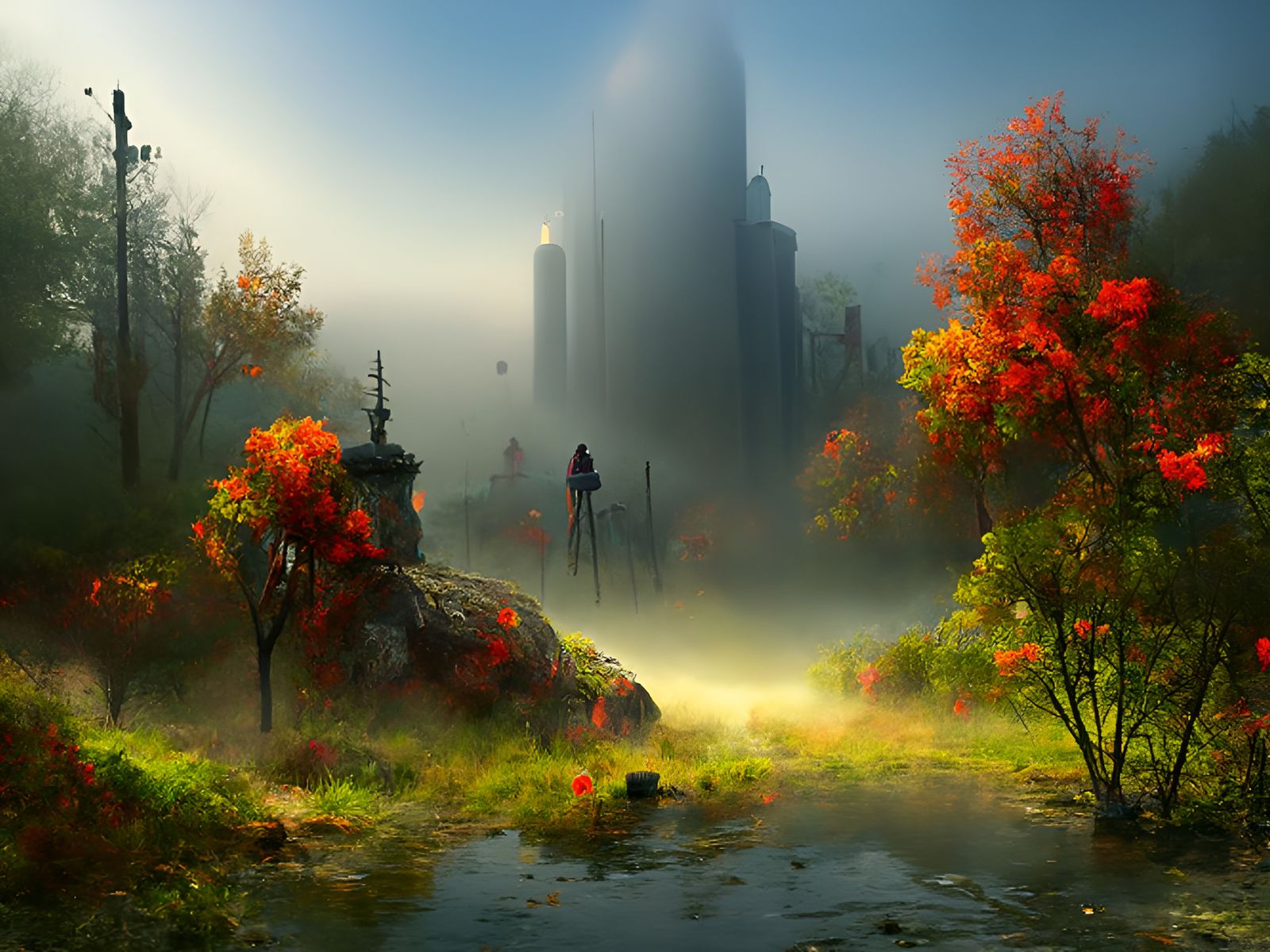 Dramatic Foggy Landscape: Hyperrealistic Professional Photog...