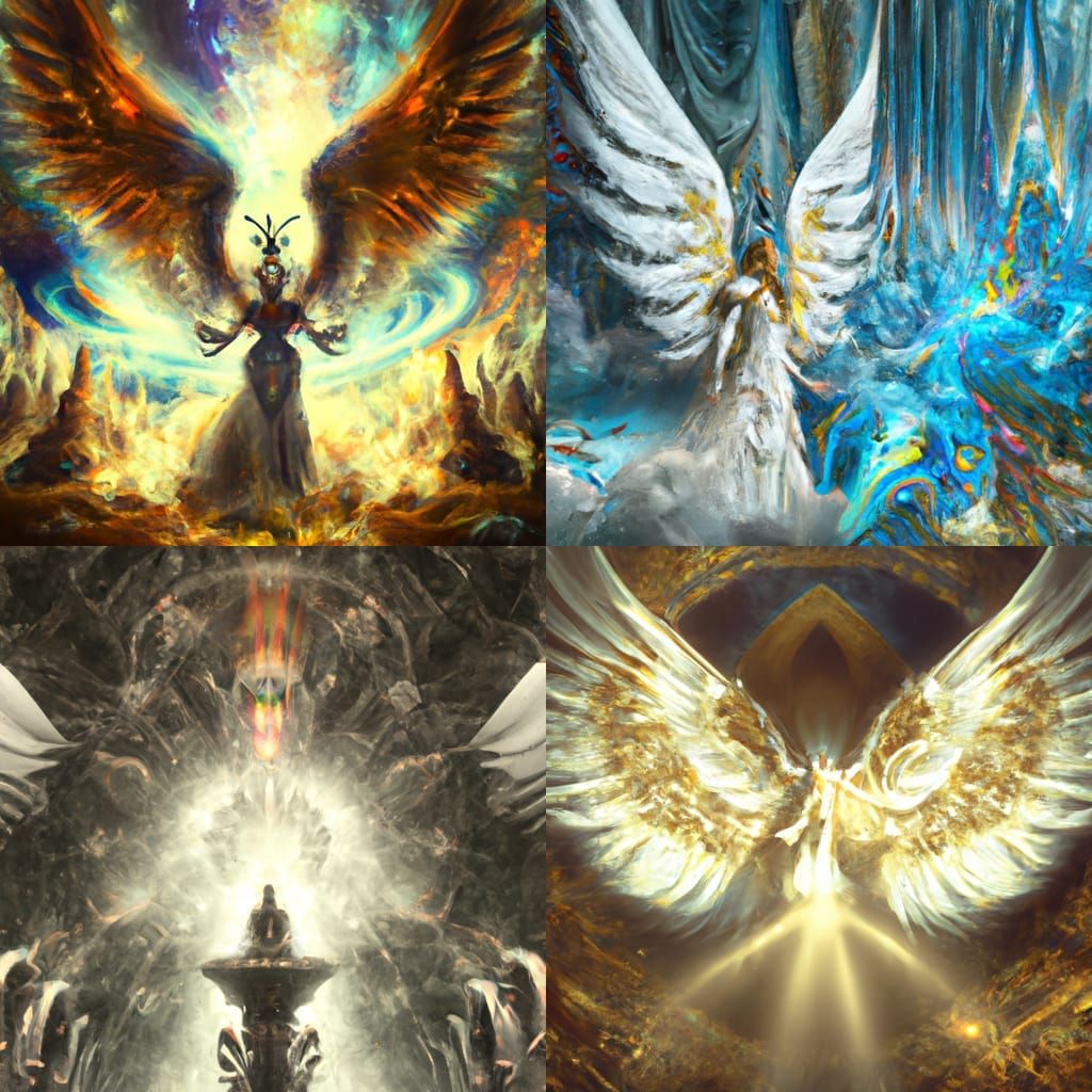 Biblically accurate, incomprehensible seraphim in the fractal world. Epic cinematic brilliant stunning intricate meticul...