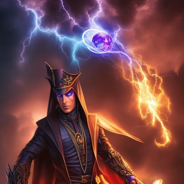 Brooding Goth Necromancer Conjuring Undead in Oil Painting S...