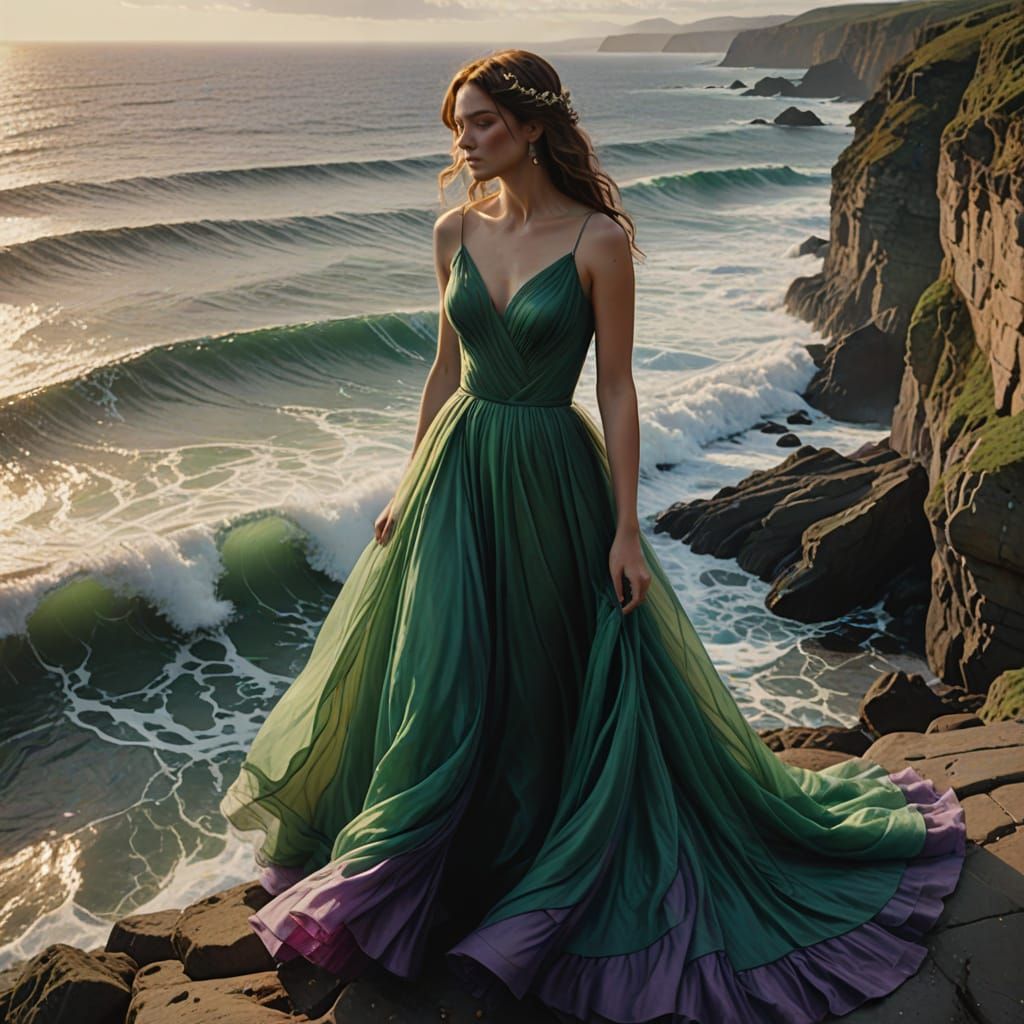 Ethereal Oceanic Bride in Cinematic Film Still